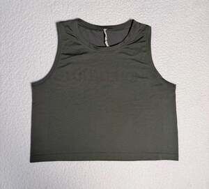 Lululemon Seamless Perforated Crop Tank Top Olive Green Size 8
